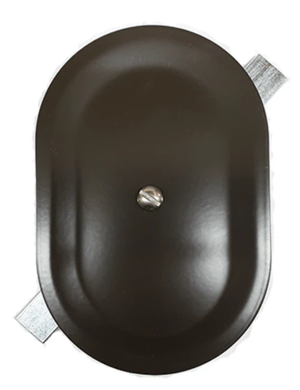 4"x6" Stamped Oval Steel Hand Hole Cover with Gasket for Light Poles – Bronze | LV-HHC-S46